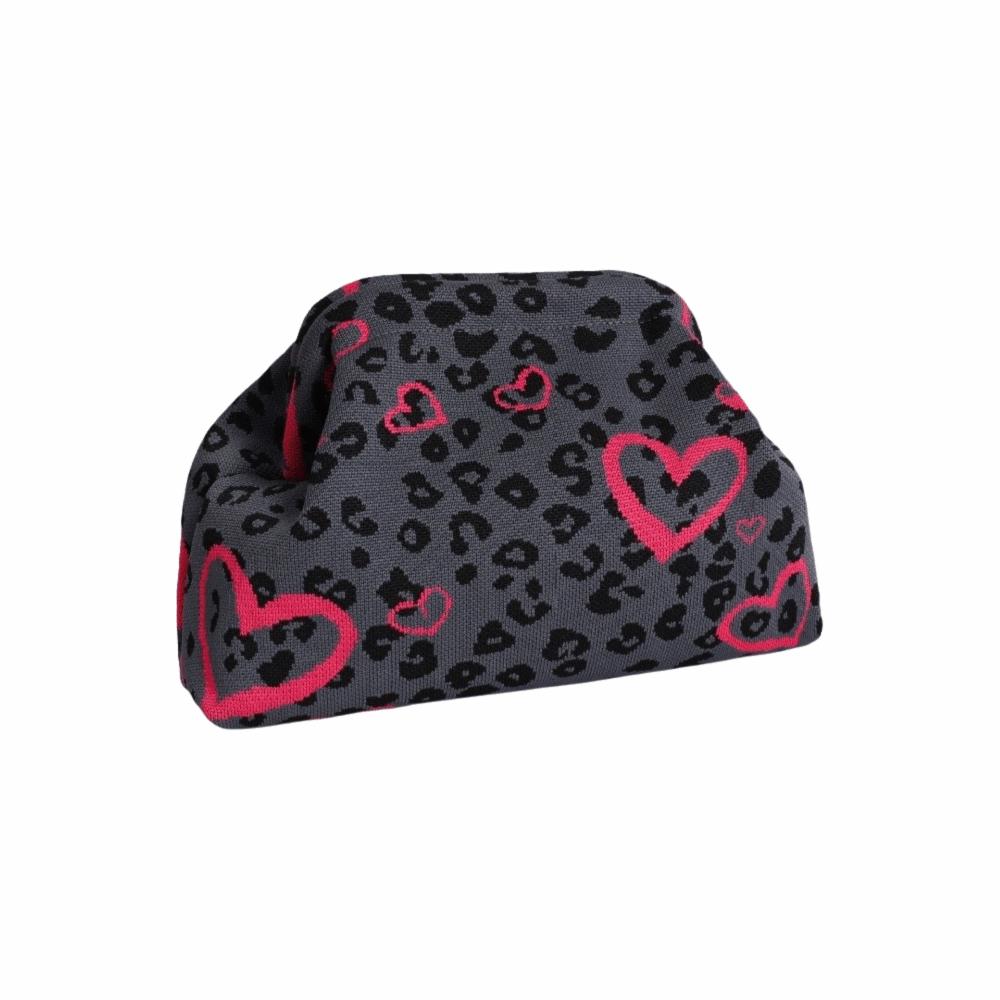 

Printed Large Capacity Clutch Bag Clip Closure Versatile Storage Bag Leopard Cosmetic Bag Evening Style H
