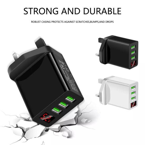 5V 3A Charger Head Digital Display High Compatibility ABS Portable 3-USB Charger Head for Home