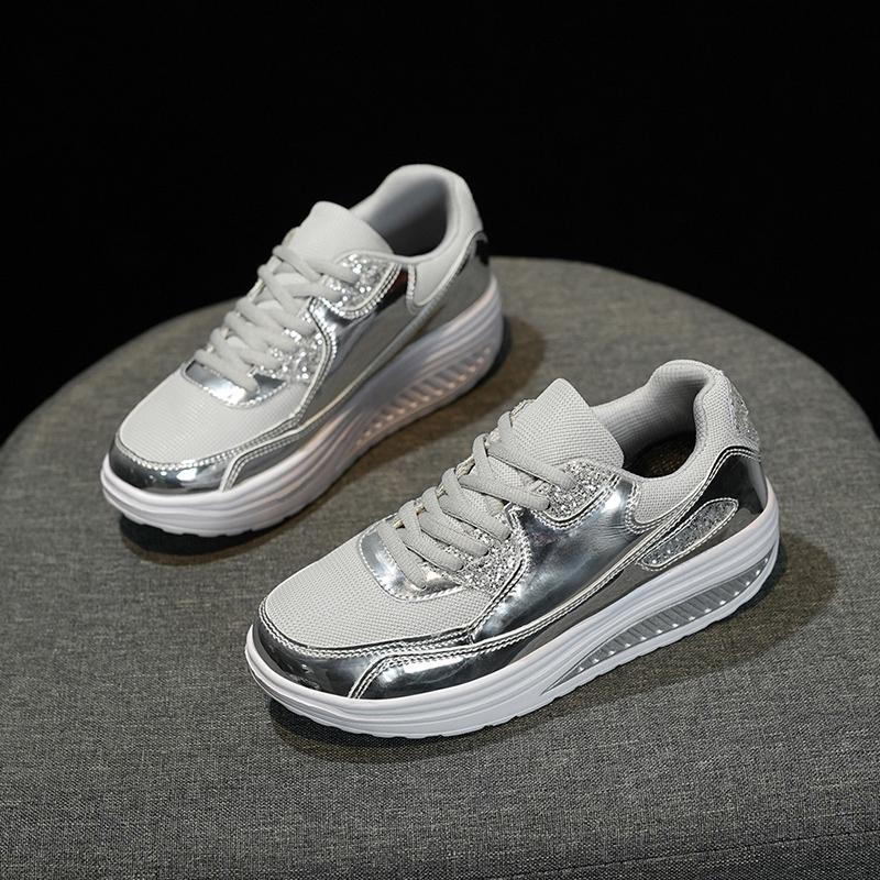 TUINANLE Women Sneakers Golden Mens Shiny Mirrors Shoes Casual Glitter Streetwear Hip Hop Mens Sneakers