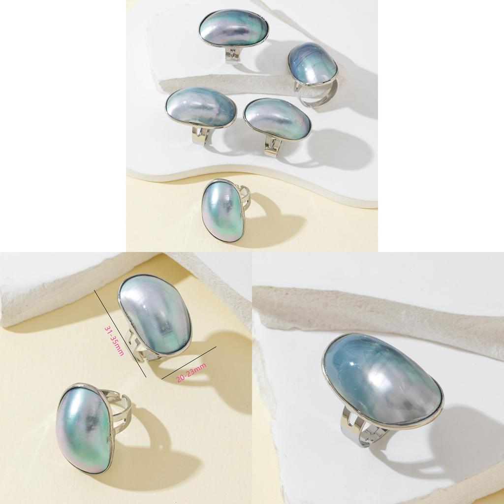 Schelp Open Ring Uniseks Verstelbare Sieraden Met Gegalvaniseerde Afwerking Voor Zomer Mode