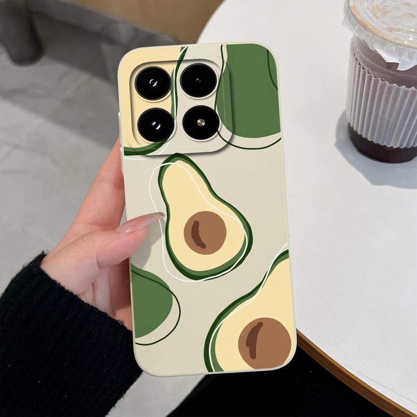 For Xiaomi 17 14 14T 15 15T Pro Poco C71 C75 M7 M8 F7 F8 Phone Case Cute Flower Avocado Pattern Shockproof Silicone Back Cover Shell For Xiaomi Casing