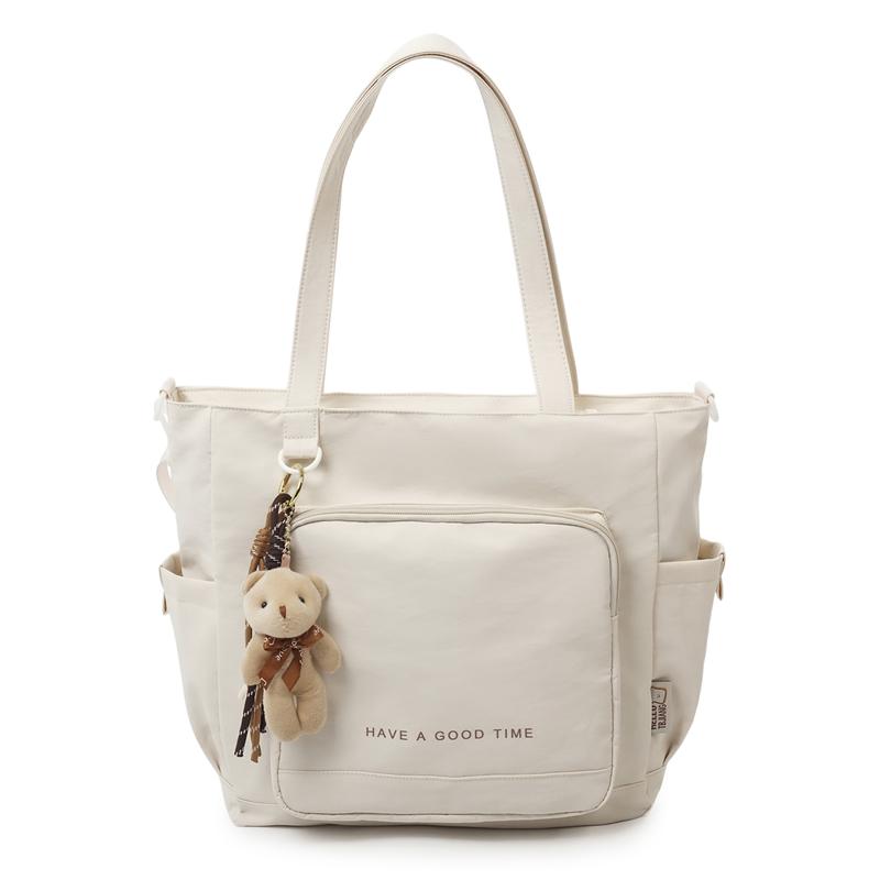 College Style Shoulder Bag Large Capacity Handbag Student Crossbody Bag бежевый