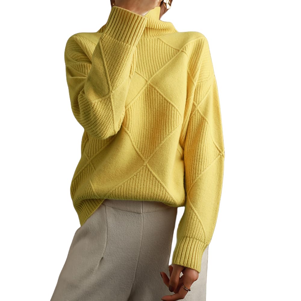 

Винсент дом Вязаный Высокий Аргайл Длинный Свободный Однотонный Идеально для Холодной Женский Свитер, Шея, Узор, Рукава, Стройнящий, Посадка, Милый, Теплый, Стильный, Цвет,