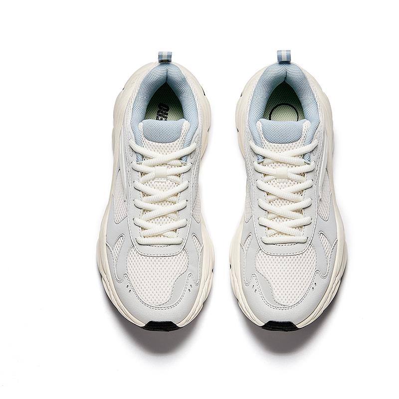 Anta Chenyu Non-Slip Lightweight Increased Height Low-Top Casual Shoes Women Sneaker White Gray Dust-Blue 922548802-3