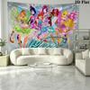 Winx Club Cartoon Wall Tapestry Aesthetic Wall Hanging Printed Fabric Blanket Decorative Tapestries for Bedroom Living Room Home Decor
