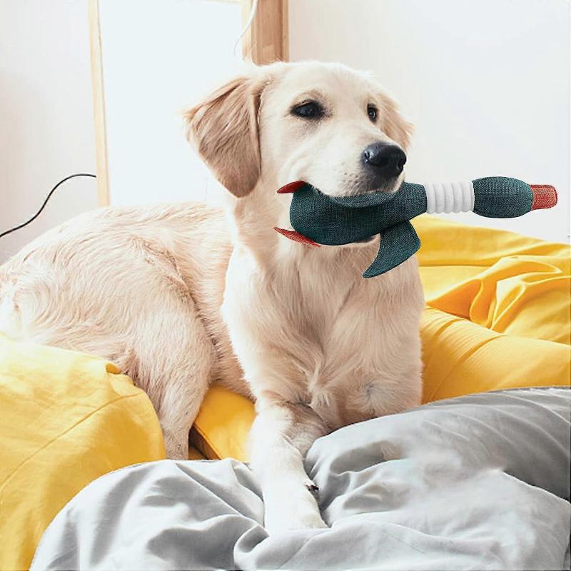 Durable Plush Chew Toys for Dog Teeth Cleaning, Goose Toys for Small To Medium Dogs, Adorable Soft Puzzle Interactive Pet Toys (Navy Goose)