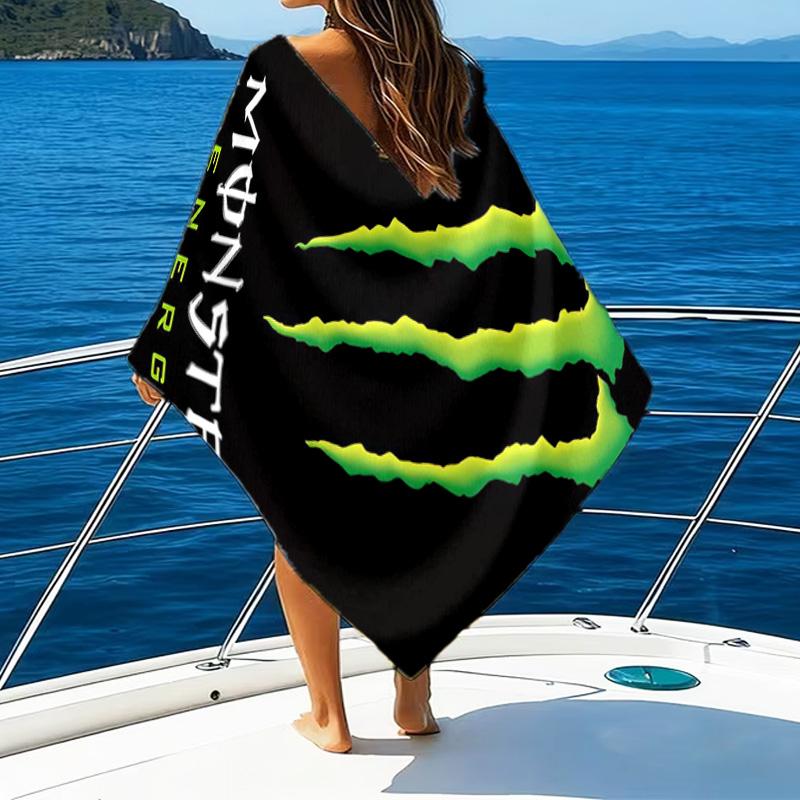 Leistungsstarkes Energy-Drink-Logo Mikrofaser-Strandtuch, Leicht und Schnelltrocknend, für Sommerreisen, Strand-Essentials, Schwimmbad Outdoor