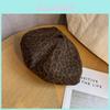 Leopard Print Beret For Women Vintage Fashion Warm Soft Leather Fall Accessory