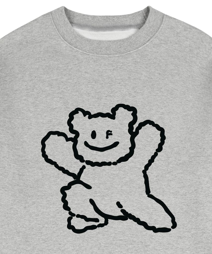 GRAVER [Unisex] Big Line Bear Smile Sweatshirt_Gray