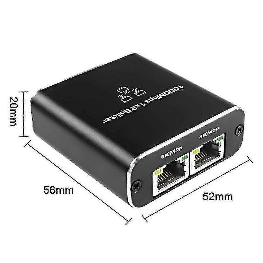 Gigabit Ethernet Splitter Network Adapter for 2 PCs and Laptops 1 in 2 Out RJ45 Splitter with 1000Mbps Speed Hwy