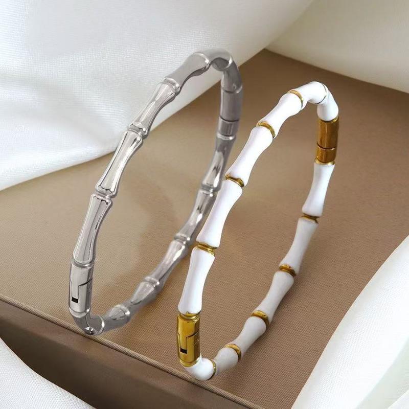 Women's Bamboo Joint Titanium Steel Oil Drip Bracelet: Simple, Durable, Fade-Resistant Stainless Steel
