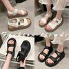 Platform Sandals Women's Spring and Summer 2025 New Versatile Stepping On Shit Fairy with Skirt Velcro Roman Sandals