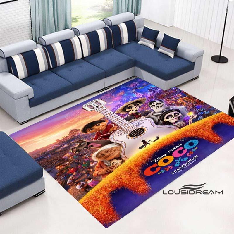 3D Printed Cute Cartoon Coco Floor Mat, Comfortable Flannel, Soft and Thickened, Non-Slip Mat, Suitable for Living Room, Bedroo