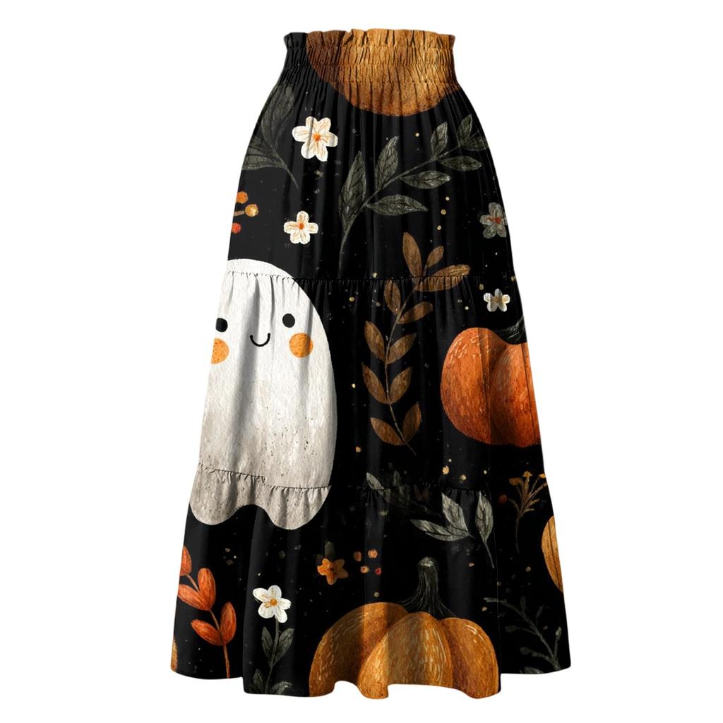 Women's Casual Floral Print Skirt with Elastic Waist and Drawstring for Vacation