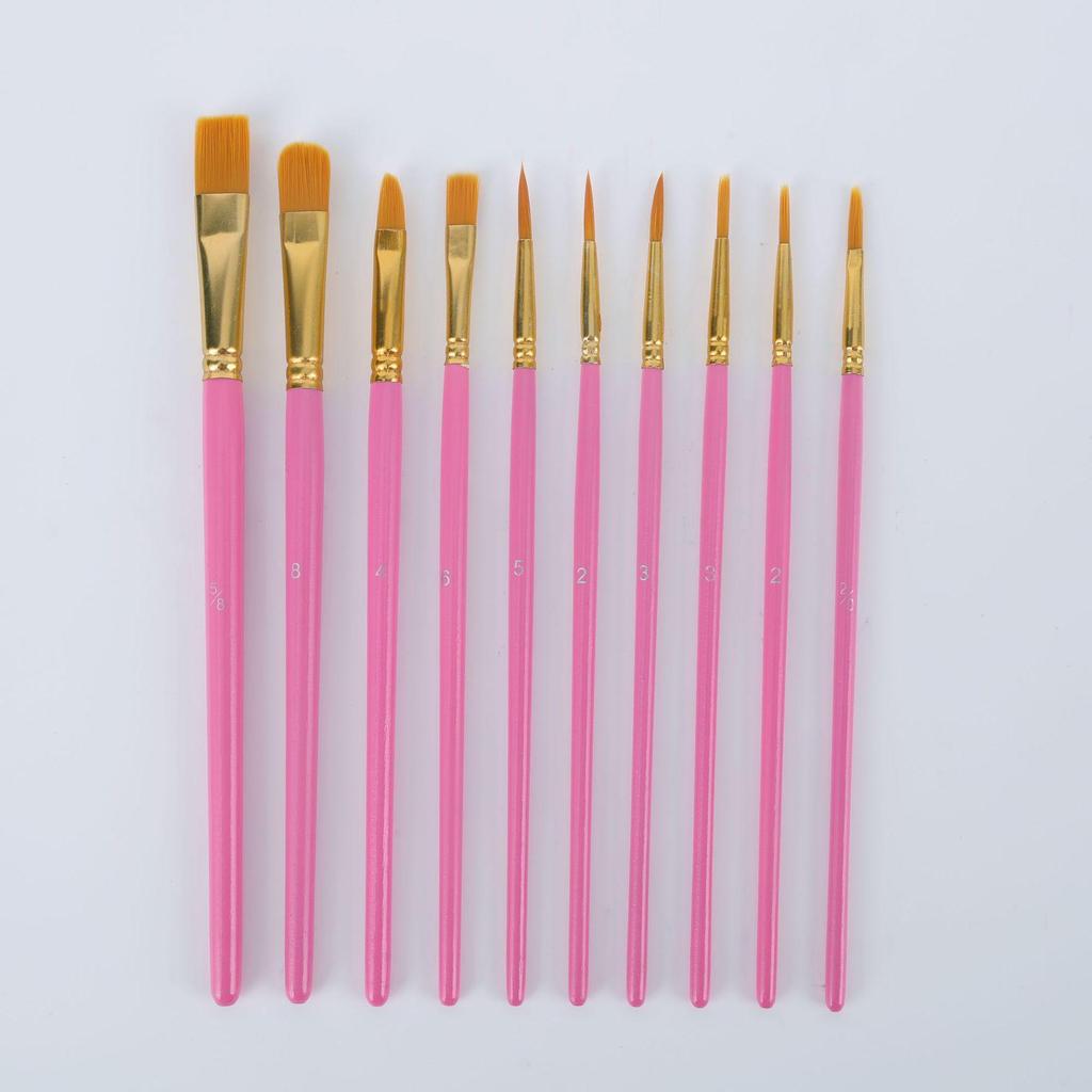 10-Piece Art Brush Set: Pearlescent Blue Chalk & Watercolor Tempera Acrylic Oil Paintbrushes