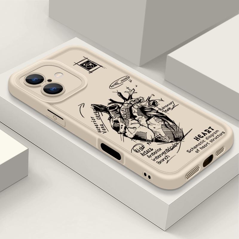 

Матовый чехол из ТПУ с рисунком в виде сердца для iPhone 16 Pro Max 15 Pro 14 13 12 11 XS XR 8 7, защита линз, противоударный мягкий силиконовый чехол для телефона iPhone 14 белый/бежевый