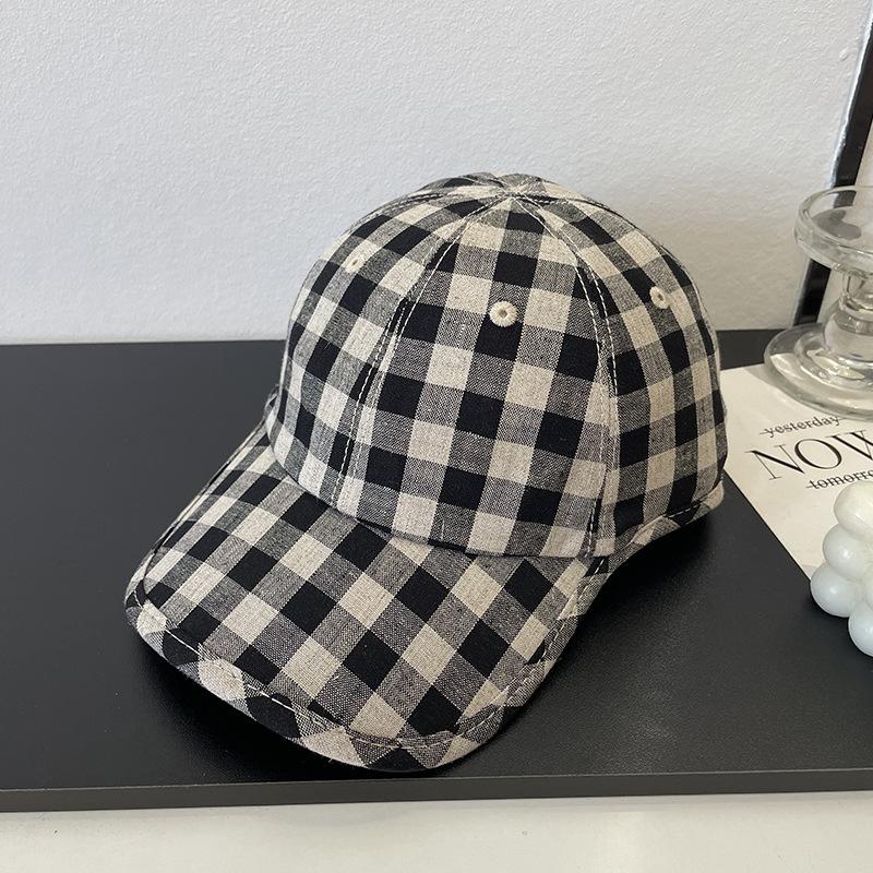 New linen plaid series high-quality trendy summer classic versatile casual shopping visor