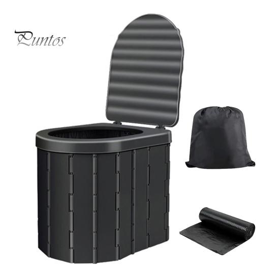 

Портативный складной туалет для взрослых с крышкой, 20 мешков для мусора, прочный, для кемпинга, пешего туризма, путешествий на автофургоне, для автомобильных поездок, многофункциональный складной горшок чёрный