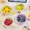 Dopamine Cute Handle Drain Basket Filter Double Layer 2-in-1 Thickened Vegetable Basket Wash Fruit for Home Use