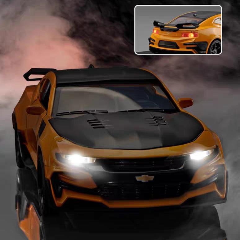 Chevrolet Camaro Supercar Simulation Diecast & Toy Vehicles Sounds & Light Pull Back Car 1:32 Alloy Model Gifts For Children