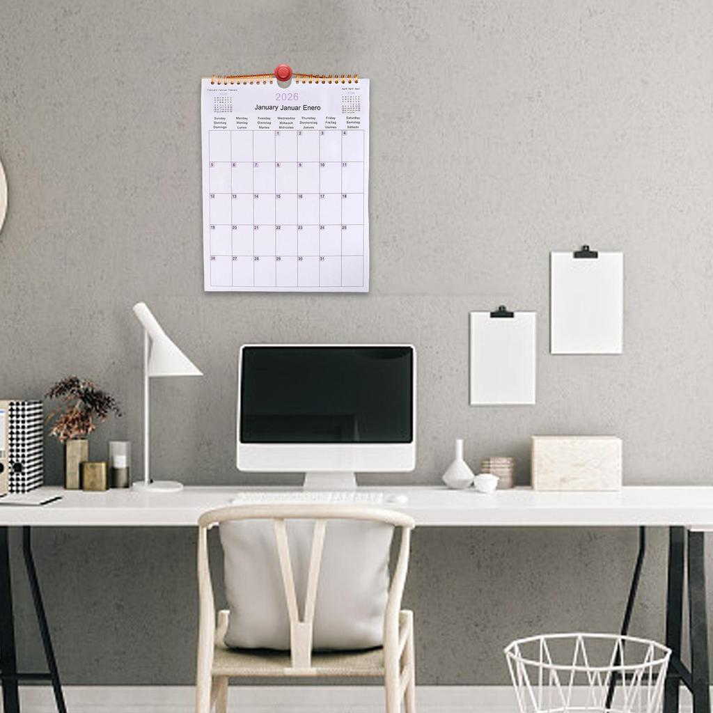 2026 Wall Calendar Multilingual 12-Month Coil Planner - Modern Decorative Calendar for Home, Classroom, Office & Living Room