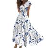 Damen Maxikleid Langes Kleid Freizeitkleid Chiffonkleider Schwingkleid Farbe Lässig Reif Outdoor Täglich Date Rüschen Kurzarm V-Ausschnitt Kleid