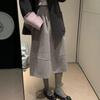 Women's Gray Wool Bud-Shaped A-Line Skirt - Autumn/Winter, Petite, Wide Hem