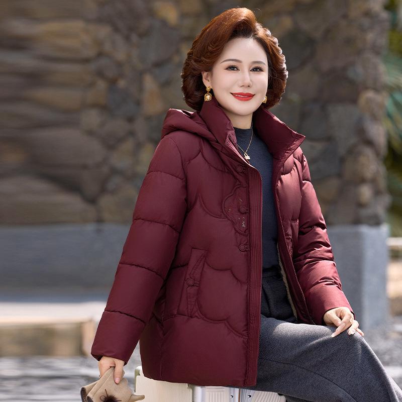 2025 Short Thickened Cotton Jacket for Middle-Aged and Elderly Women - Plus Size, Warm Winter Outerwear