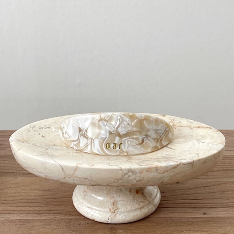 Oar Classic Big Marble Barrette [Ivory Marble]