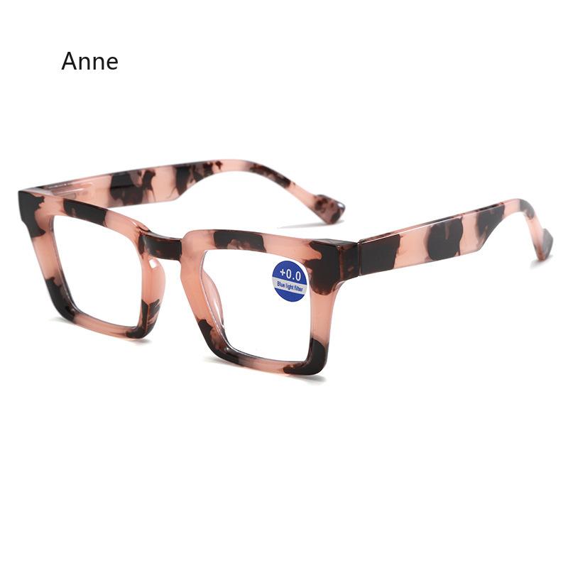 New Fashionable Large Frame Reading Glasses with Spring Legs Multi-colour Anti-blue Light Presbyopia Glasses for Men and Women