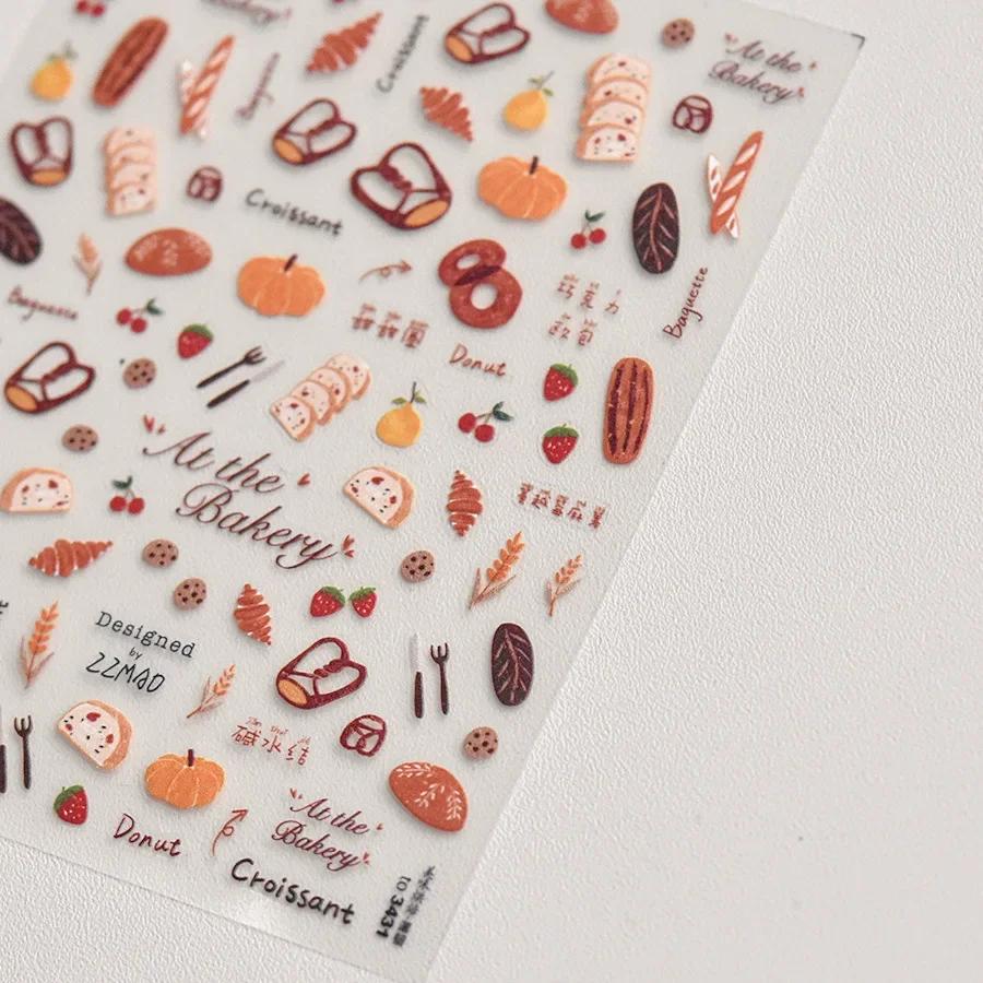 5D Pudding Jelly Dessert Fruit Cherry Pink Claw Print Bowknot Tie Knot Love Heart Stars Nail Art Sticker Adhesive Manicure Decal