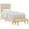Box Spring Bed with Headboard Cream 190 X 90 Cm Fabric