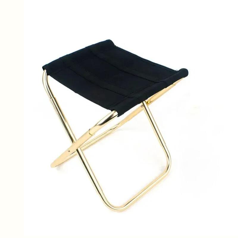 

Outdoor Camping Chair Golden Aluminum Alloy Folding Chair With Bag Stool Seat Fishing Camping