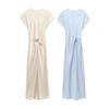 Kaslead New Arrival Women's Clothing Fashion Style Fashion Minimalist Silm Bow Tie Silk Satin Texture Dress