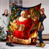 Christmas Santa Claus Theme Printed Blanket - Perfect for Couch, Bed, Travel & Outdoor Use | Machine Washable, Cozy & Durable.