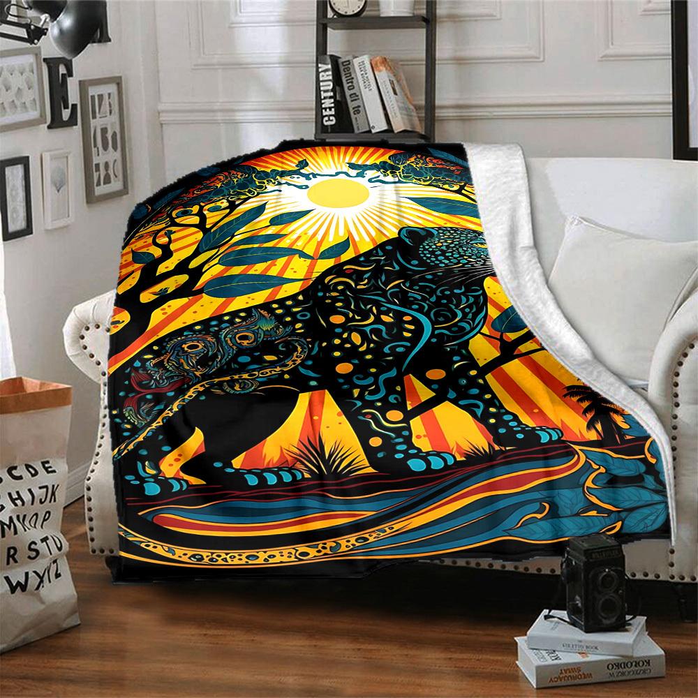1pc Jungle Safari Print Blanket Lightweight Blanket Throw Blanket For Sofa, Bed, Travel, Camping, Livingroom, Office, Couch, Chair Yy251010094