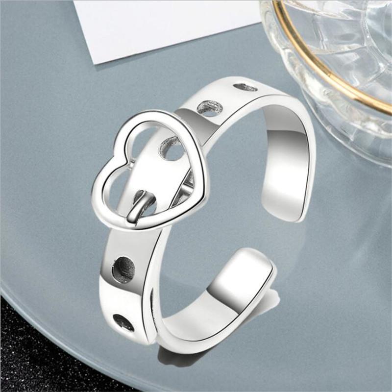 New Fashion Personality Love Belt 925 Sterling Silver Jewelry Creative Heart -Shaped Exquisite Popular Opening Rings R216