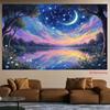 2D Rainbow Swans Backdrop Starry Night Water Reflection Photo Booth Background