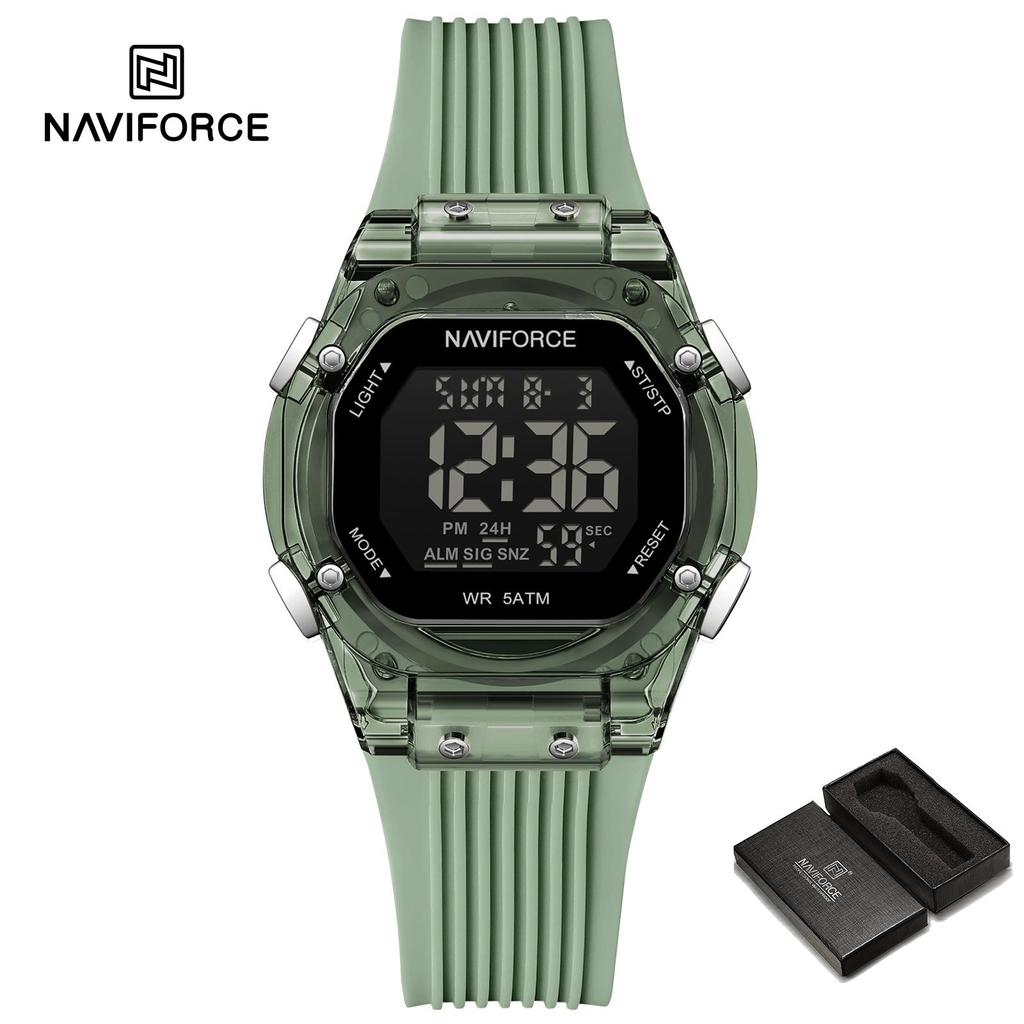 NAVIFORCE Digital Women Watch Alarm Calendar Date LCD Display Sports Chronograph Silicone Strap Waterproof Ladies Girl Watch Gift NF6114