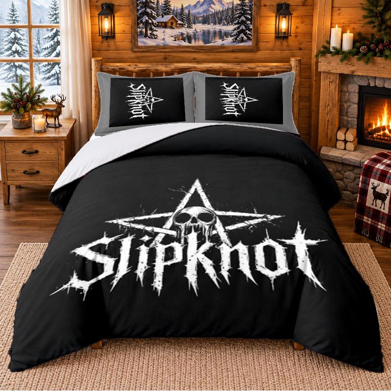 Slipknot Pattern Bedding 3Pcs Set Bed Sheet And Pillowcases For Indoor Bedroom