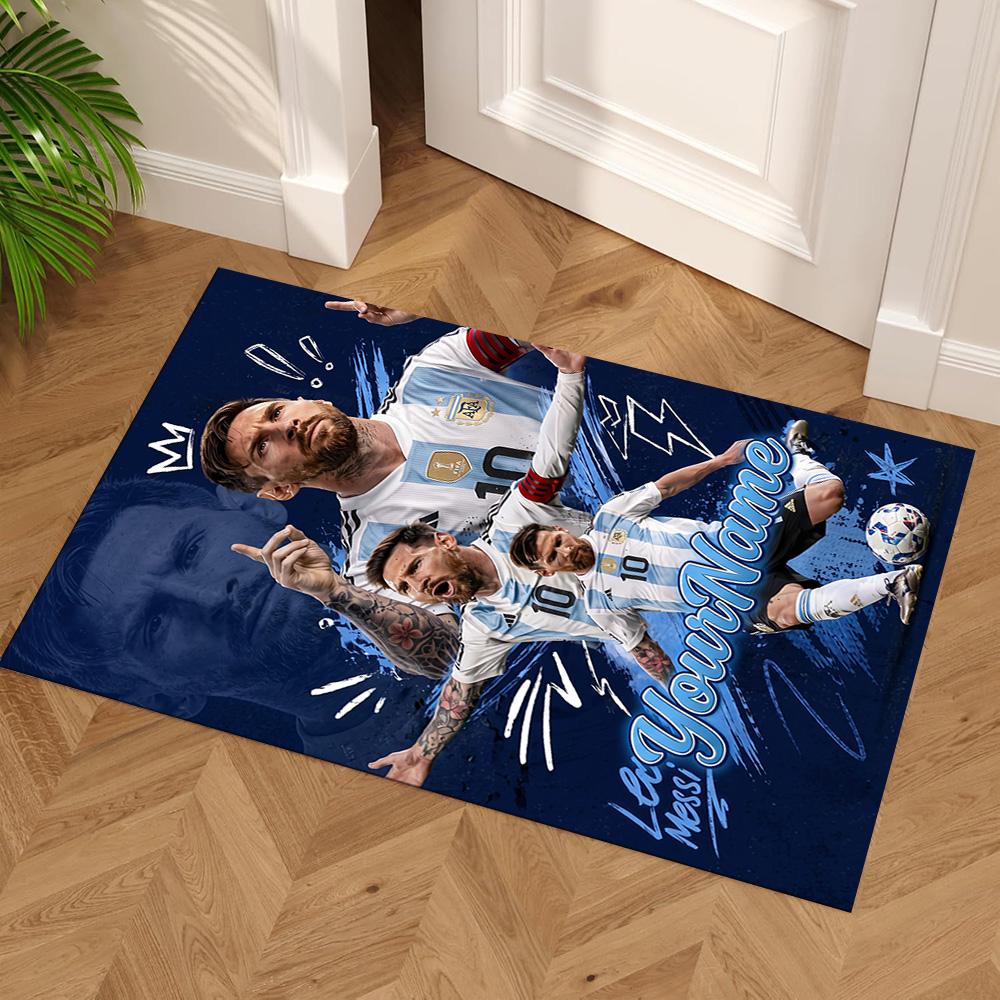 Messi Customizable Name Carpet Perfect for Outdoor Dormitory Game Room Dining Room Antislip Carpet Decorate Offices Gift for Festivals