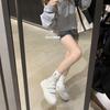 Thick-soled Velcro little white shoes women's 2025 new spring and autumn popular versatile leather muffin sports and leisure board shoes