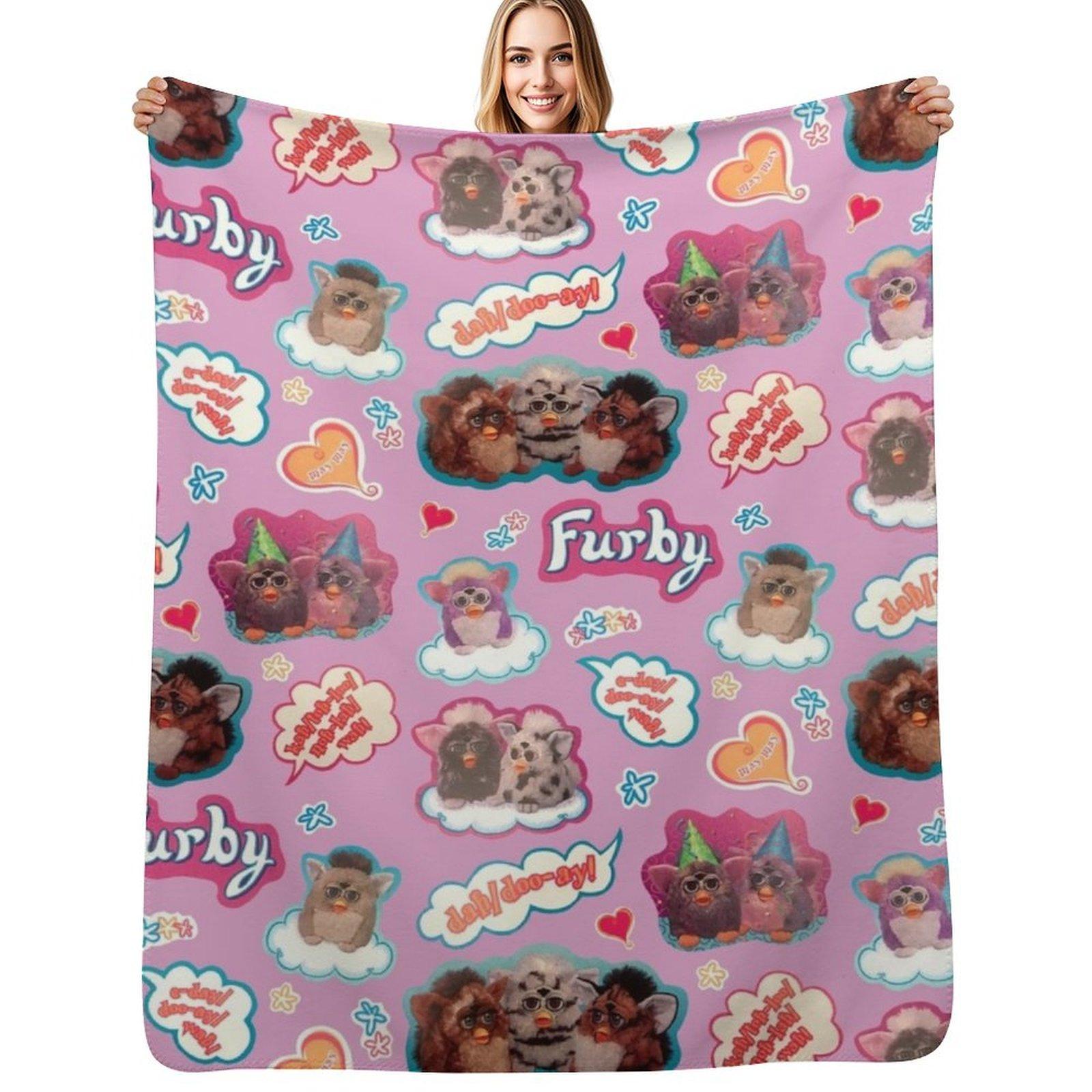 

Authentic Vintage Y2K Furby Pack Pattern Throw Blanket Fluffy Cozy Throw Blanket for Home Decor 102x76cm(40x30in)