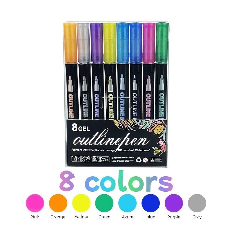 8/12 Colors Double Line Pen Outline Paint Marker Pens Diy Album Scrapbooking Metal Marker Highlighter Drawing Painting Doodling