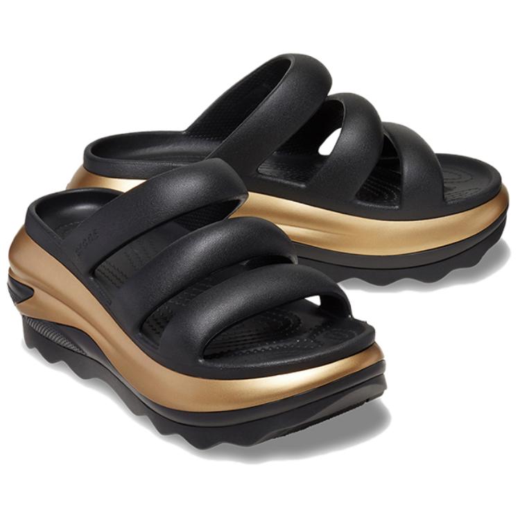 Crocs Comfortable Fashion Slip-On Sandals Women Footwear Black Gold 210459-072