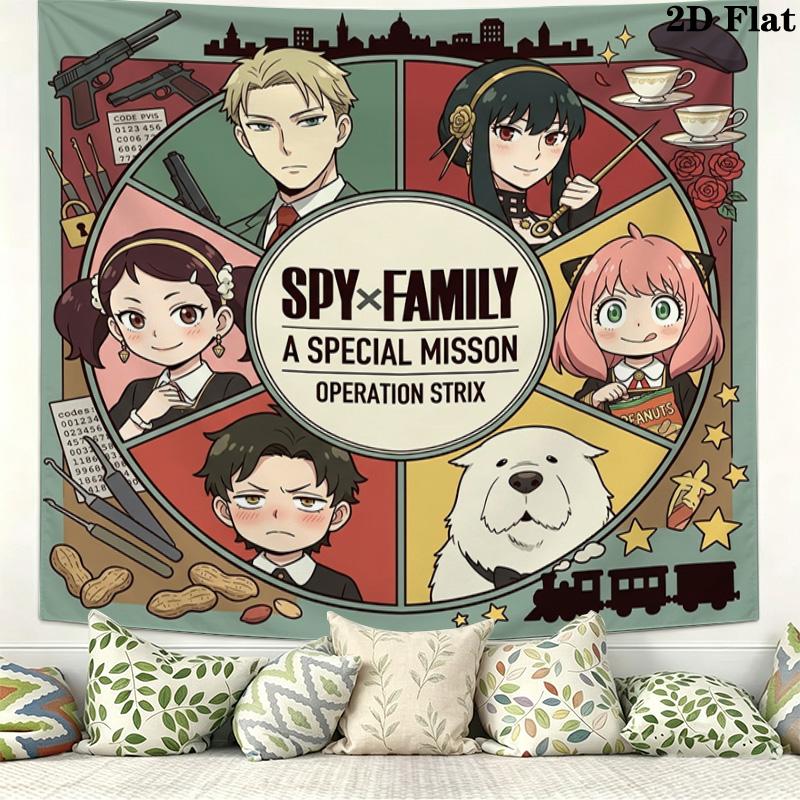 Spy Family Wall Tapestry Aesthetic Wall Hanging Printed Fabric Blanket Decorative Tapestries For Bedroom Living Room Home Decor