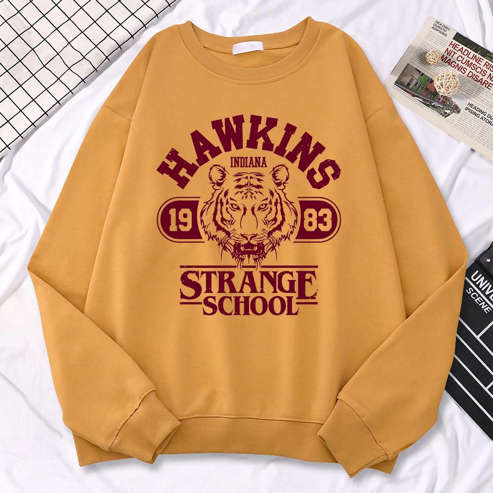 Casual Street Womens Sweatshirt Hawkins High School Indiana 1983 Printing Hoodies Loose Crewneck Pullovers