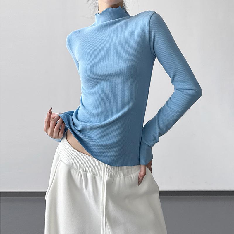 Women s High Neck Slim Fit Knit Base Layer T-Shirt - Autumn/Winter 2025 Collection S синий