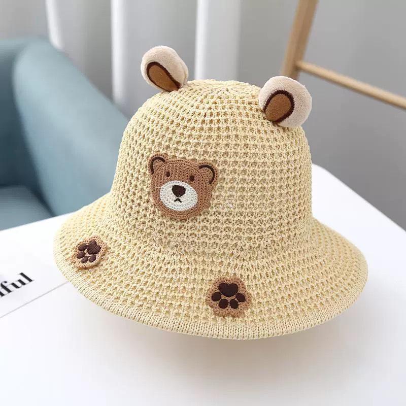 

Children s Cartoon Bear Sun Hat - Breathable, Lightweight, Summer Straw Hat for Boys and Girls