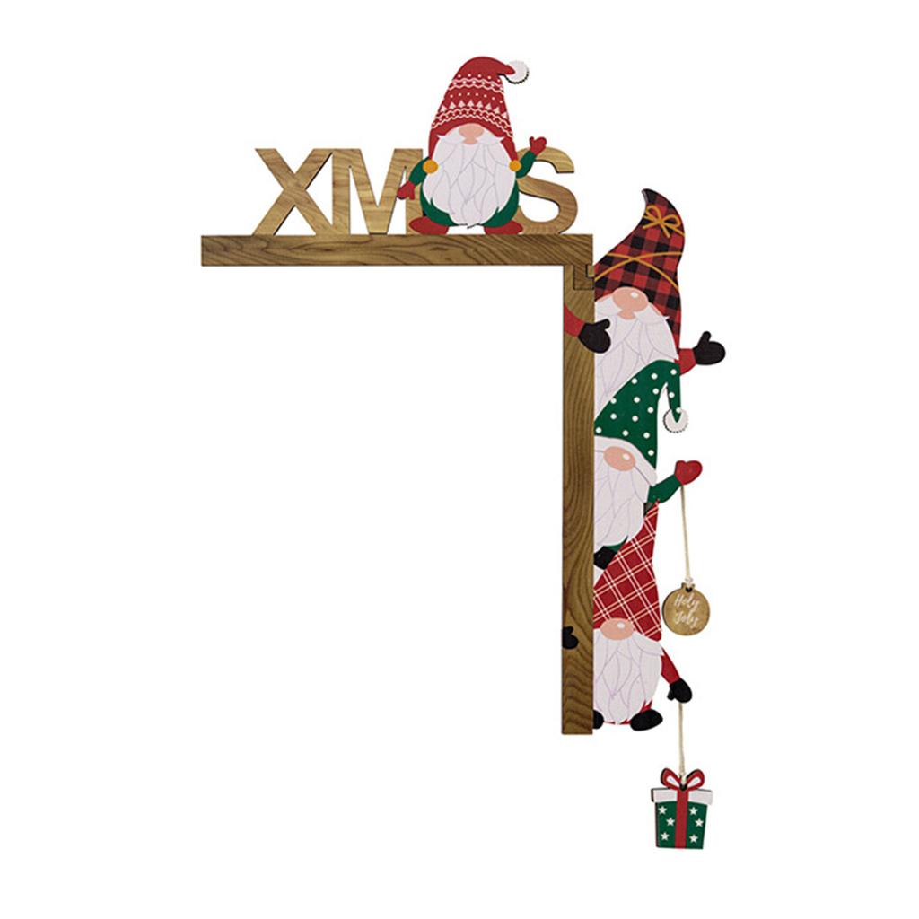 Charm Weihnachts-Türrahmen-Dekoration Holz Weihnachts-Türdekoration für Haustüren Fenster Wandbehang Schilder Ornamente